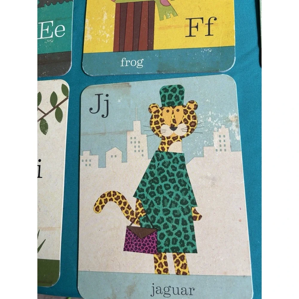 Alphabet Large Flash Cards A to Z Children's Room Decor Animal Pictures Vtg. 6x8